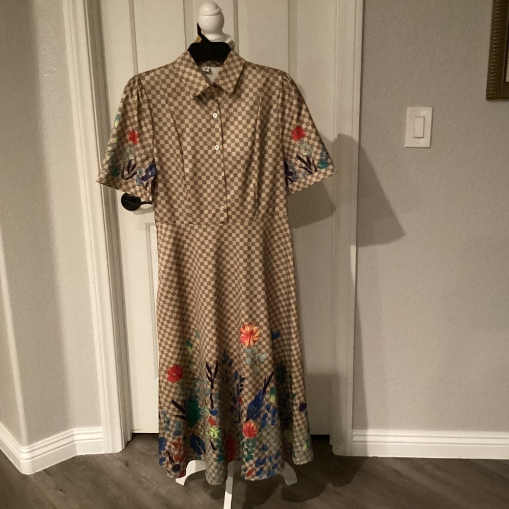 Man Bo Floral Retro Dress, Size Medium, Color Multi Colored